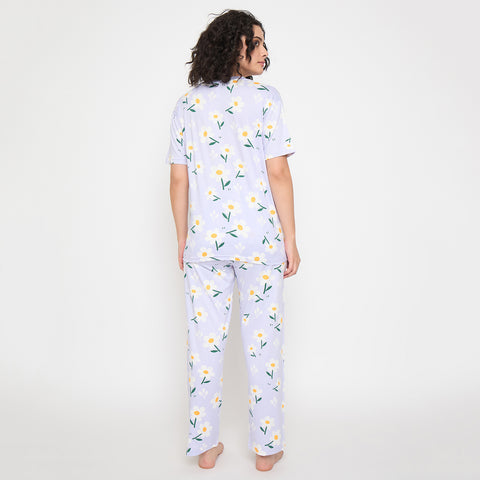 Camey Women's Night Suit – Fashionable Designs for Everyday Comfort | Women's Printed Pyjama Set, Lavender