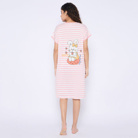 Women's short Nighty/Nightgown, Printed Pattern, Short Sleeve Sleep Dress