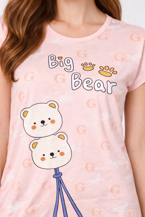 Women's short Nighty, Nightgown, Printed Pattern, Short Sleeve Sleep Dress