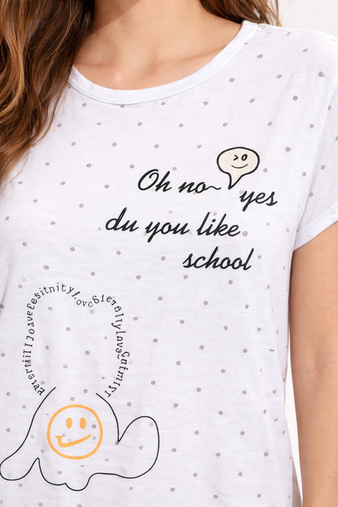 Women's short Nighty, Nightgown, Printed Pattern, Short Sleeve Sleep Dress