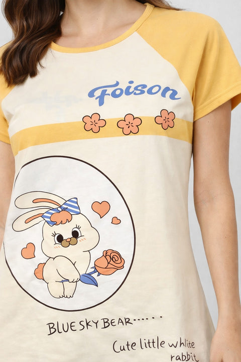 Women's short Nighty, Nightgown, Printed Pattern, Short Sleeve Sleep Dress