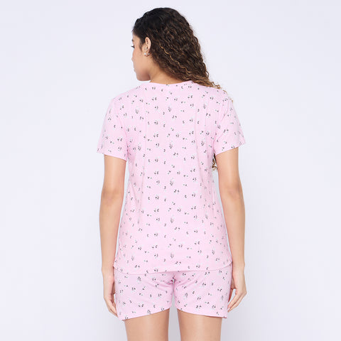 Women's Floral Print Loungewear Set, Peach