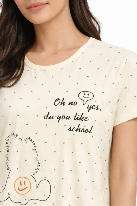 Women's short Nighty, Nightgown, Printed Pattern, Short Sleeve Sleep Dress