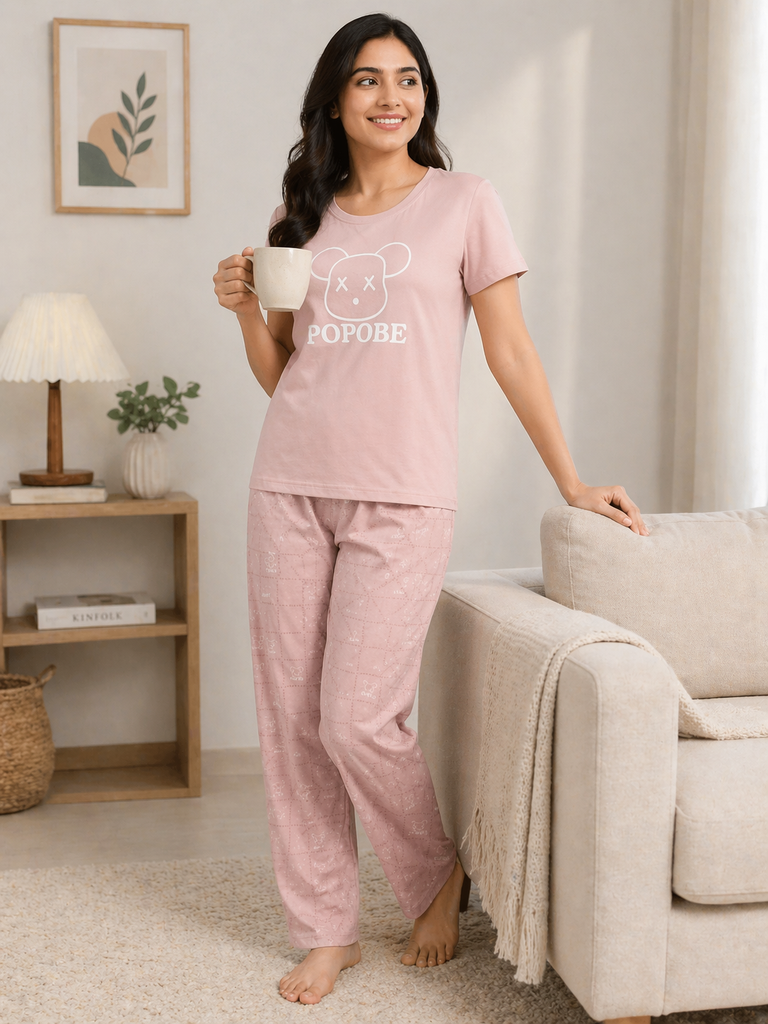 Women Soft Comfortable Night Suit Lounge Wear Pyjama Set for Daily Wear