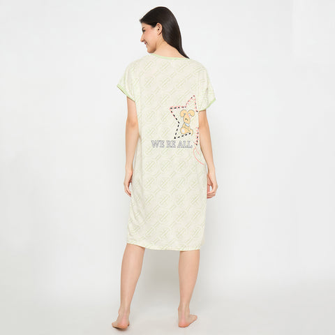 Women's short Nighty, Nightgown, Printed Pattern, Short Sleeve Sleep Dress