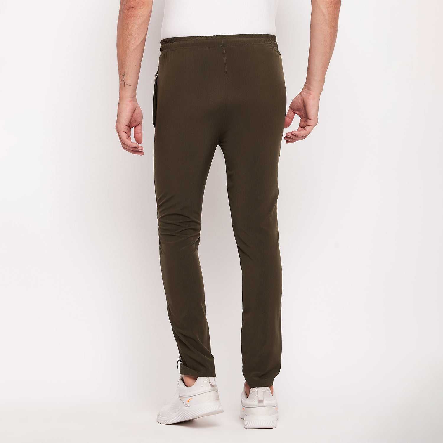Men Striped Running Track Pants with Zipper Pocket
