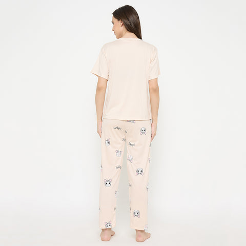 Camey Ladies Night Suit – Soft & Stylish Sleepwear for Women |Women's Printed Pyjama Set, Short Sleeve T-Shirt and Trousers, women nightsuit, Loungewear Set