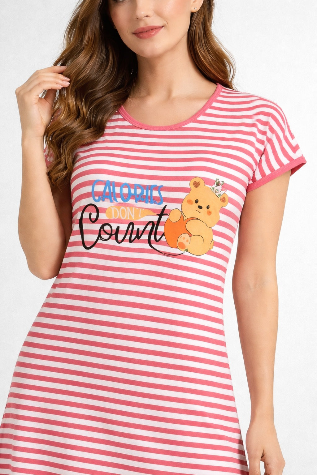 Women's short Nighty, Nightgown, Printed Pattern, Short Sleeve Sleep Dress