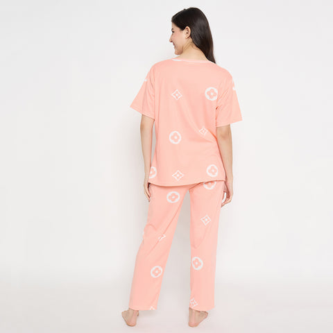 Women's Sleepwear Set, Cotton Pyjama with Short Sleeve T-Shirt,Loungewear