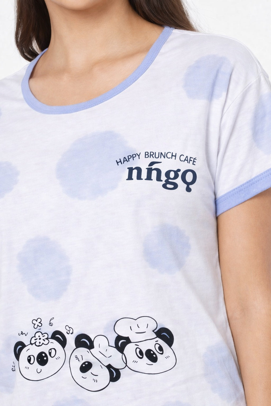 Women's short Nighty, Nightgown, Printed Pattern, Short Sleeve Sleep Dress