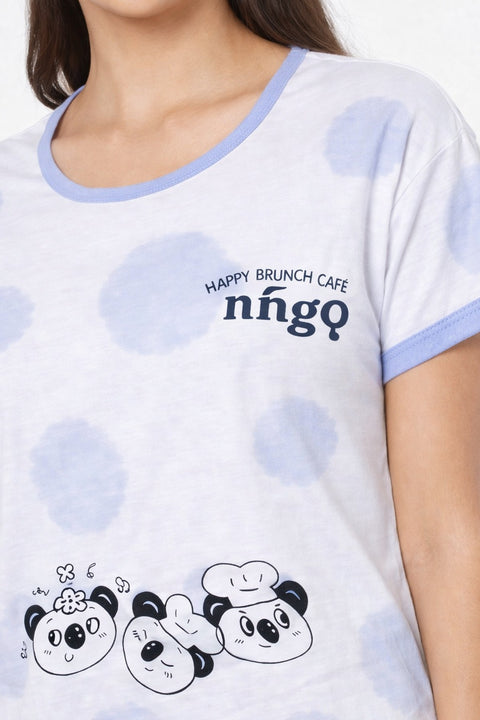 Women's short Nighty, Nightgown, Printed Pattern, Short Sleeve Sleep Dress