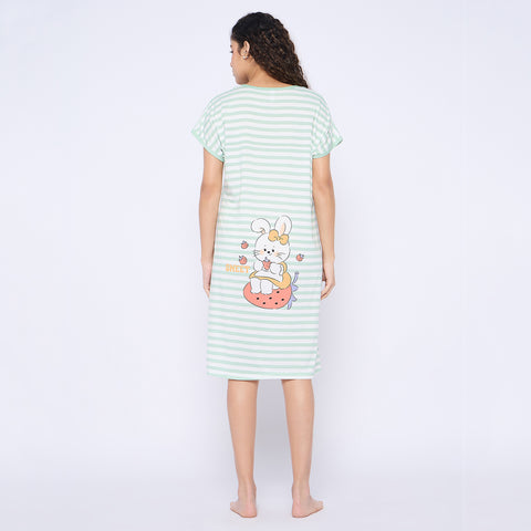 Women's short Nighty/Nightgown, Printed Pattern, Short Sleeve Sleep Dress