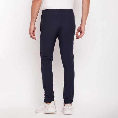 Men Striped Running Track Pants with Zipper Pocket