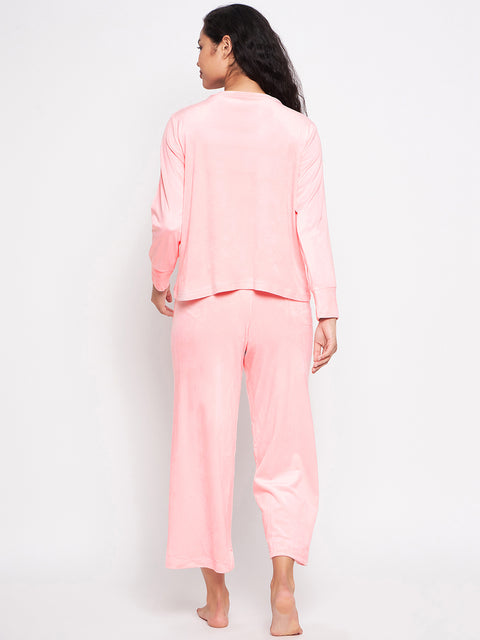 Women's Winter Full Sleeve Top and Palazzo Pants Regular Fit Night Suit Round Neck Top and Palazzo Set Ladies Night Dress