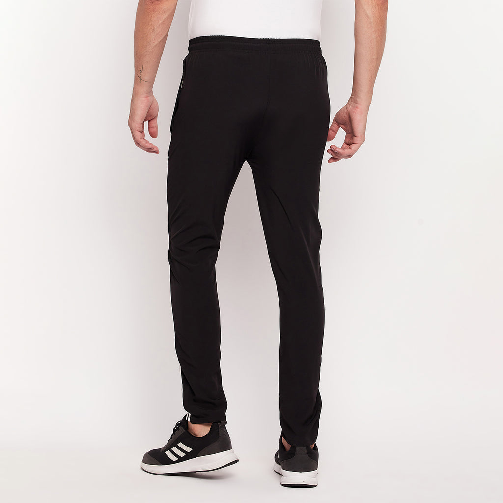 Men Striped Running Track Pants with Zipper Pocket