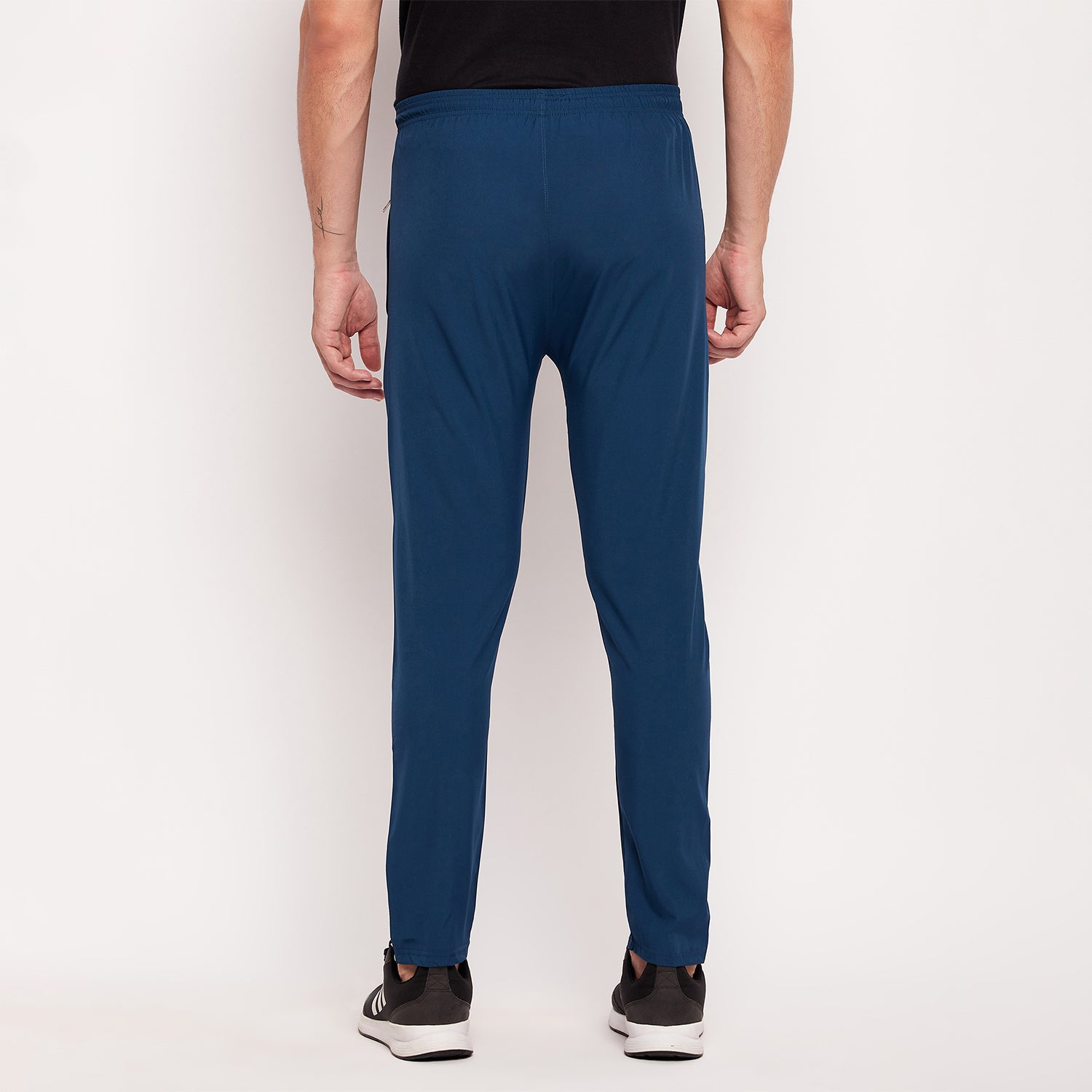 Men Striped Running Track Pants with Zipper Pocket