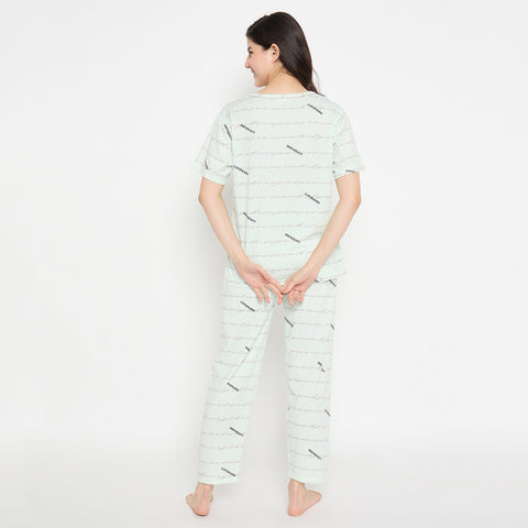 Women's Sleepwear Set, Cotton Pyjama with Short Sleeve T-Shirt,Loungewear