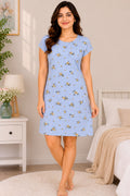 Women’s Knee Length Nighty | Soft Comfortable Sleepwear | Cap Sleeve Short Night Dress