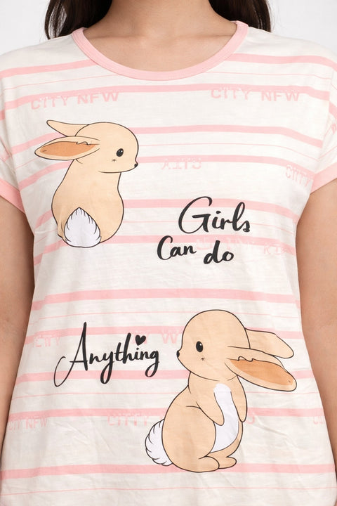 Women's short Nighty, Nightgown, Printed Pattern, Short Sleeve Sleep Dress