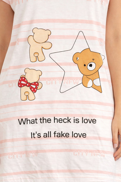 Women's short Nighty, Nightgown, Printed Pattern, Short Sleeve Sleep Dress