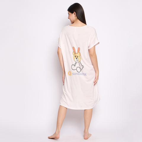 Women's short Nighty/Nightgown, Printed Pattern, Short Sleeve Sleep Dress