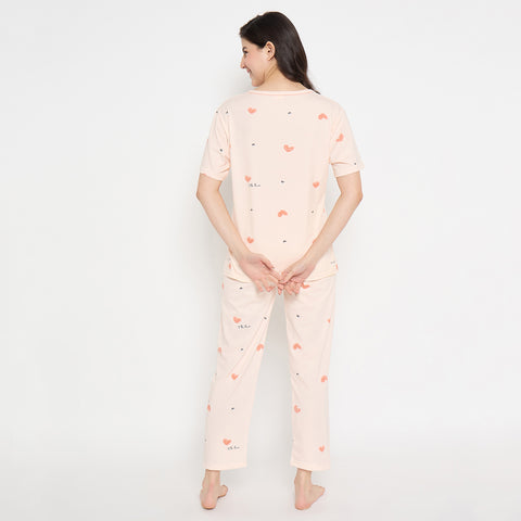Women's Sleepwear Set, Cotton Pyjama with Short Sleeve T-Shirt,Loungewear