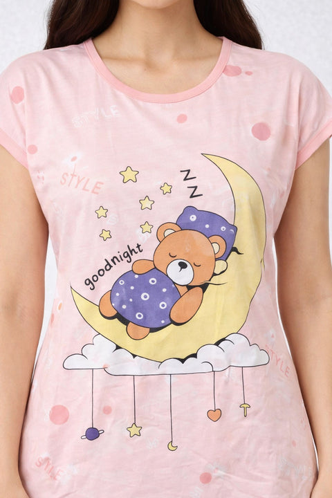 Women's short Nighty, Nightgown, Printed Pattern, Short Sleeve Sleep Dress