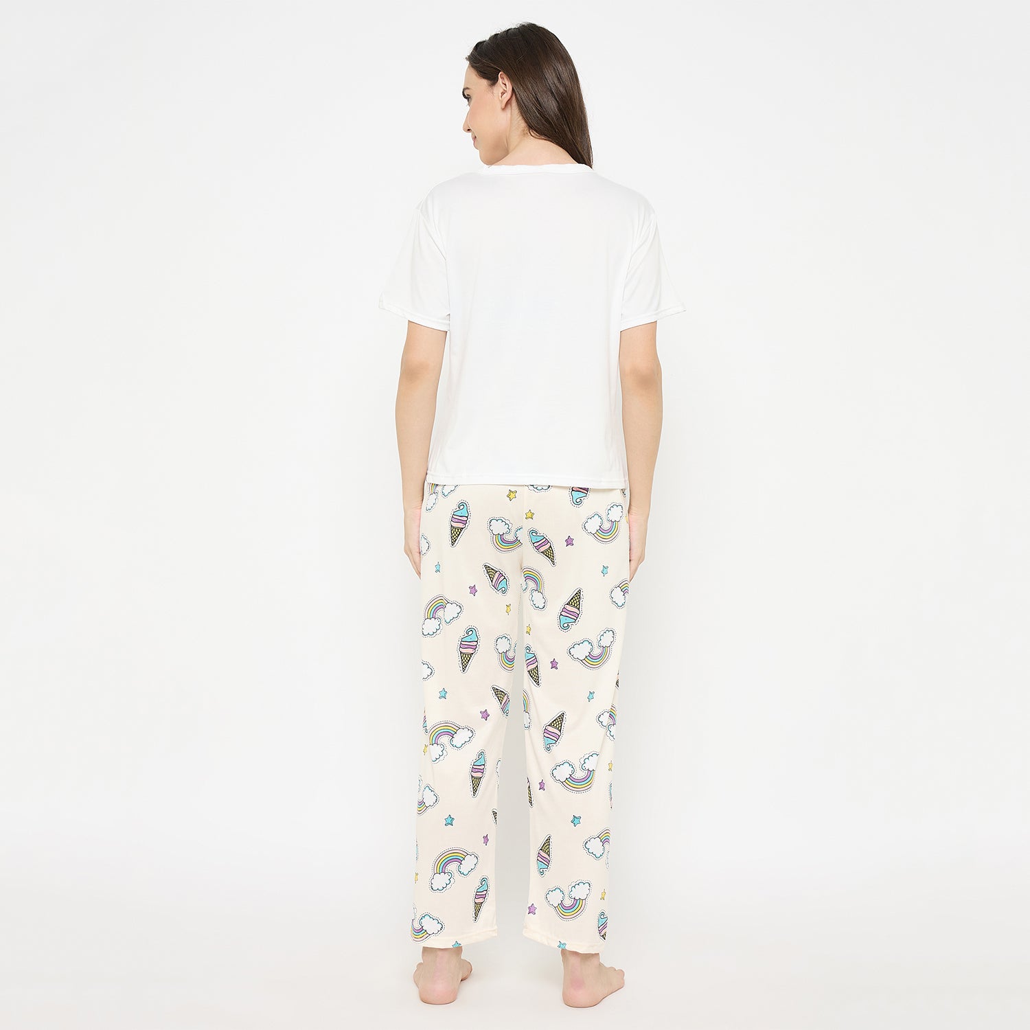 Women's Printed Pyjama Set, Short Sleeve T-Shirt and Trousers, women nightsuit, Loungewear Set