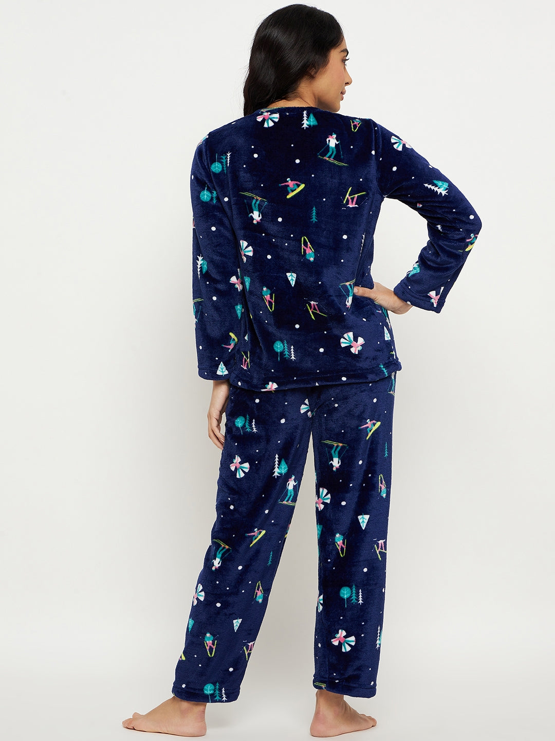 Women's Winter Full Sleeve Top and Pajama Pants Regular Fit Night Suit Round Neck Top and Pyjama Set Ladies Night Dress