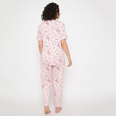Camey Night Suit for Women – Sleep Comfortably & Fashionably | Women's Printed Pyjama Set, Pink