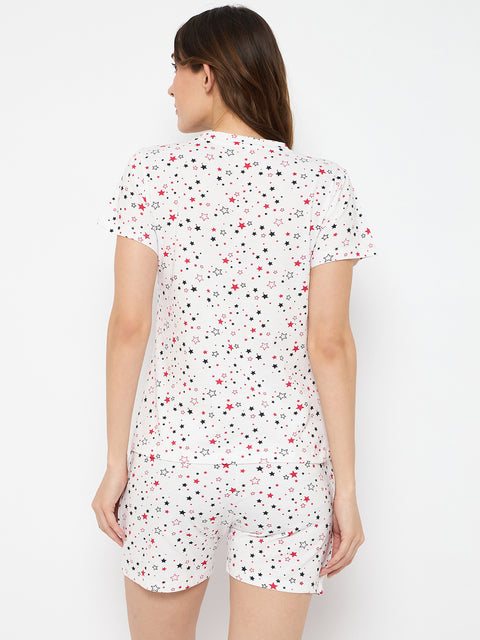 Women's Floral Print Loungewear Set, White