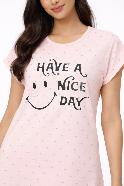 Women's short Nighty, Nightgown, Printed Pattern, Short Sleeve Sleep Dress