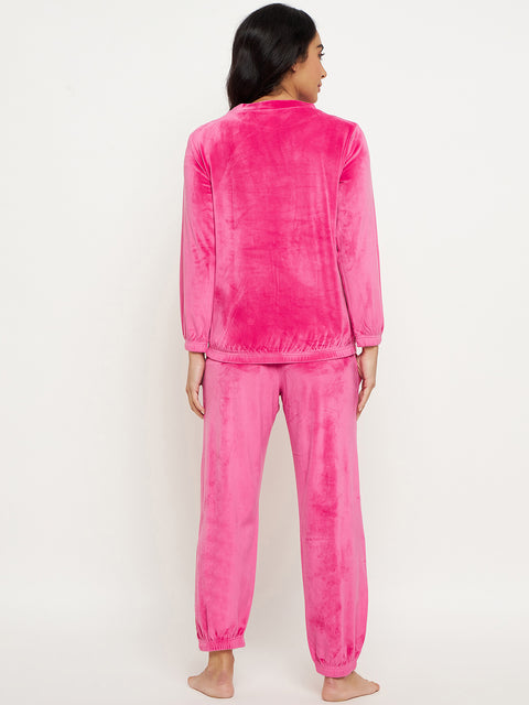 Women's Winter Full Sleeve Top and Jogger Pants Regular Fit Night Suit Round Neck Top and Pyjama Set Ladies Night Dress