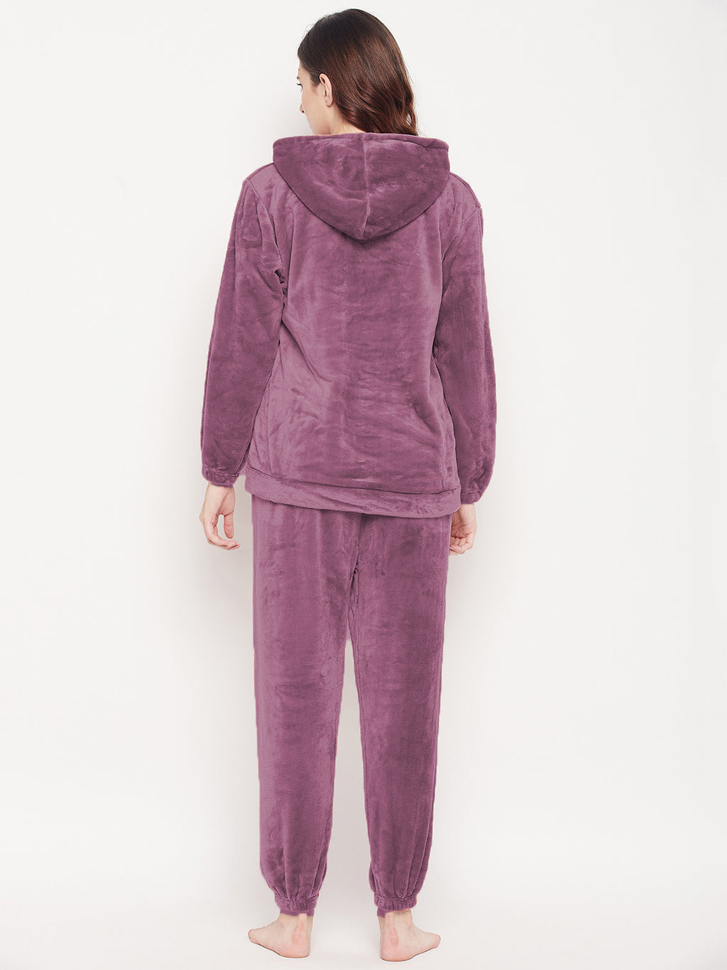 Women's Winter Full Sleeve Top and Pajama Pants Regular Fit Night Suit Hooded Top and Pyjama Set Ladies Night Dress