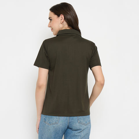 Camey Printed T-Shirts for Ladies – Fashion Meets Comfort | Women Classic Short Sleeve Polo T-Shirt, Collared Neck