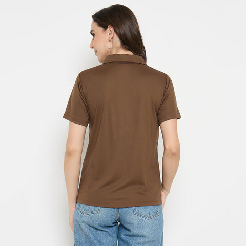 Buy Camey T-Shirts for Women – Stylish Daily Wear Online | Women Classic Short Sleeve Polo T-Shirt, Collared Neck