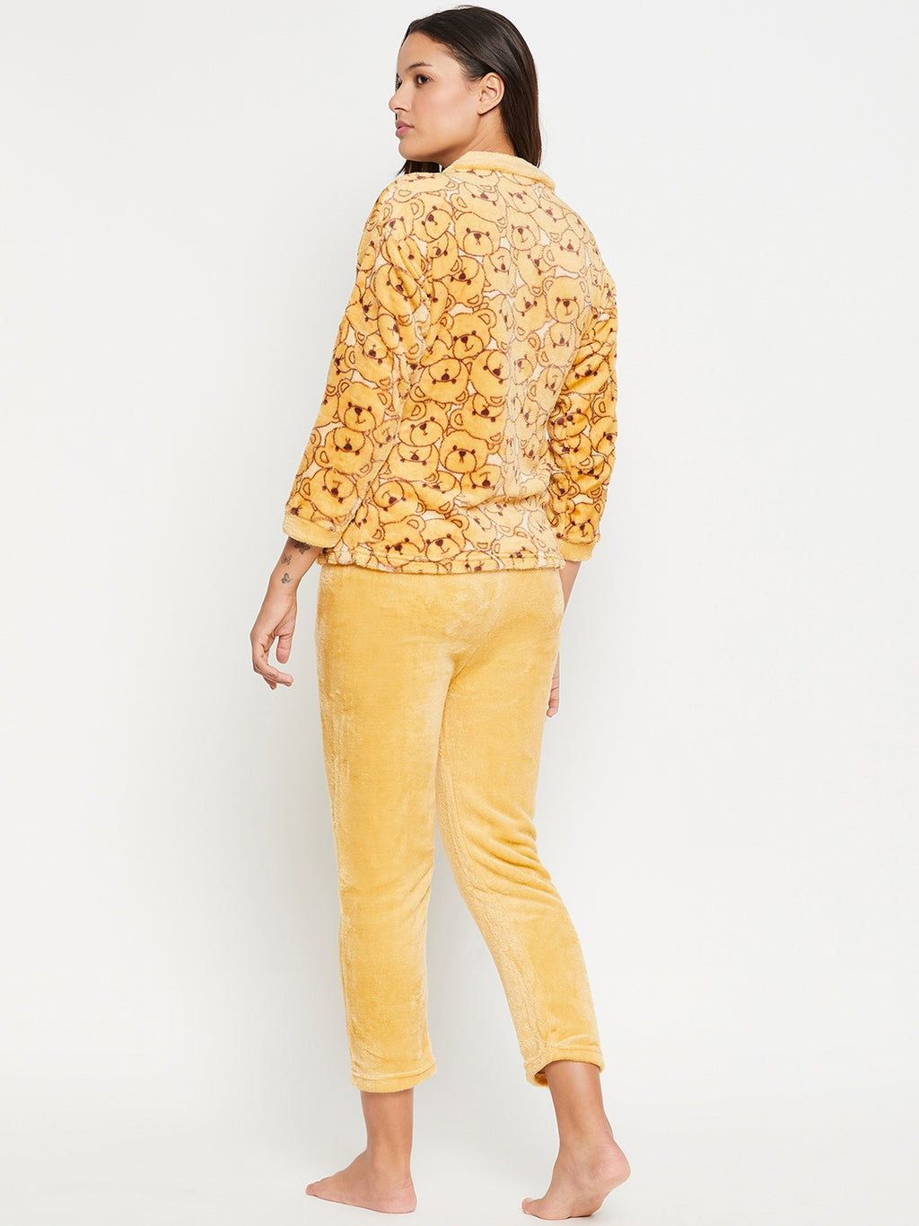 Women Printed Winter Full Sleeve Front open Top and Pajama Pants
