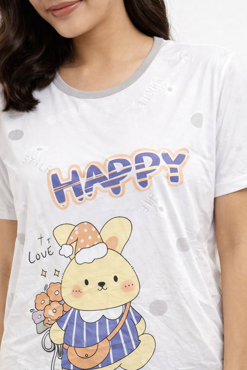 Women's short Nighty, Nightgown, Printed Pattern, Short Sleeve Sleep Dress