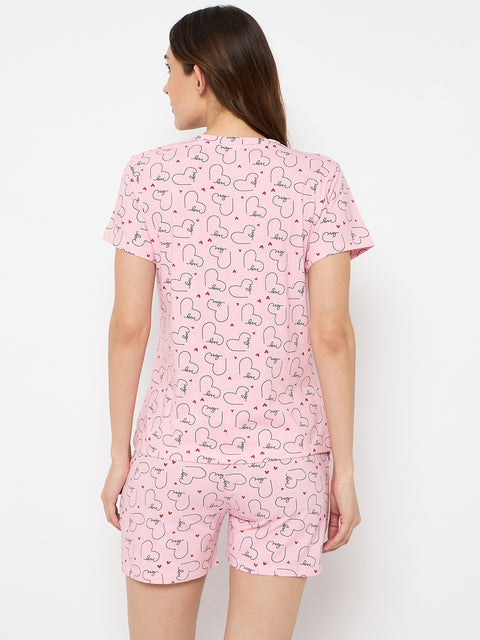 Women's Floral Print Loungewear Set, Dark Pink