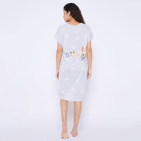 Women's short Nighty/Nightgown, Printed Pattern, Short Sleeve Sleep Dress