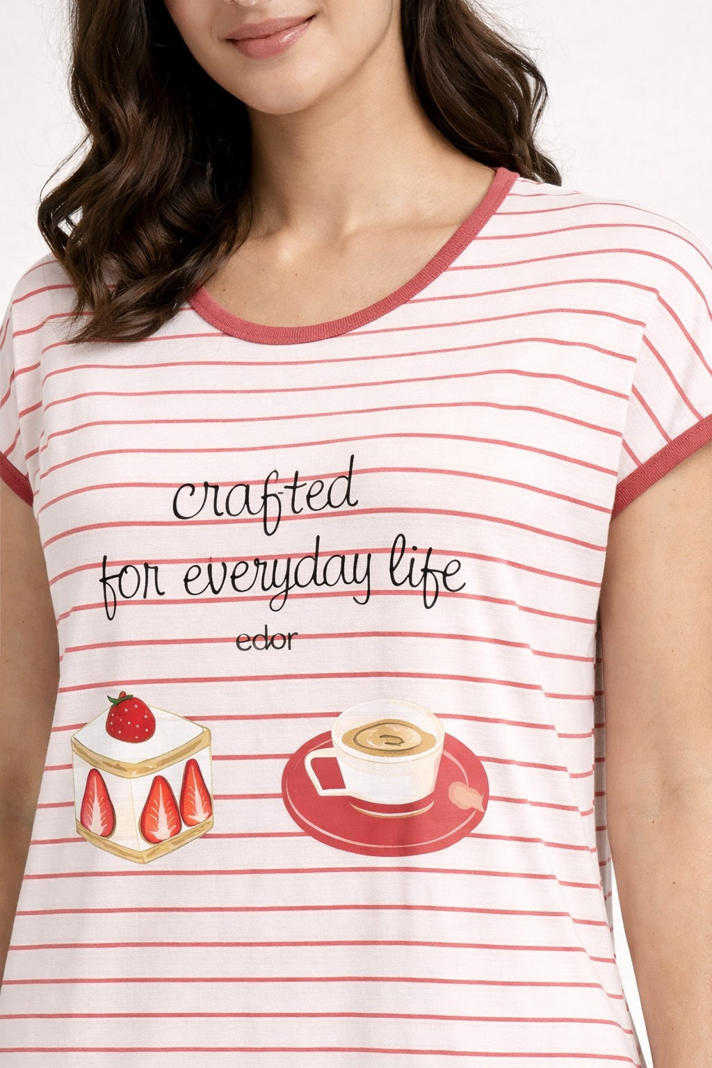 Women's short Nighty, Nightgown, Printed Pattern, Short Sleeve Sleep Dress