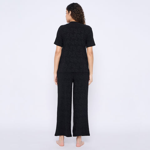 Top and Pyjama Set for Women Nightwear, Black