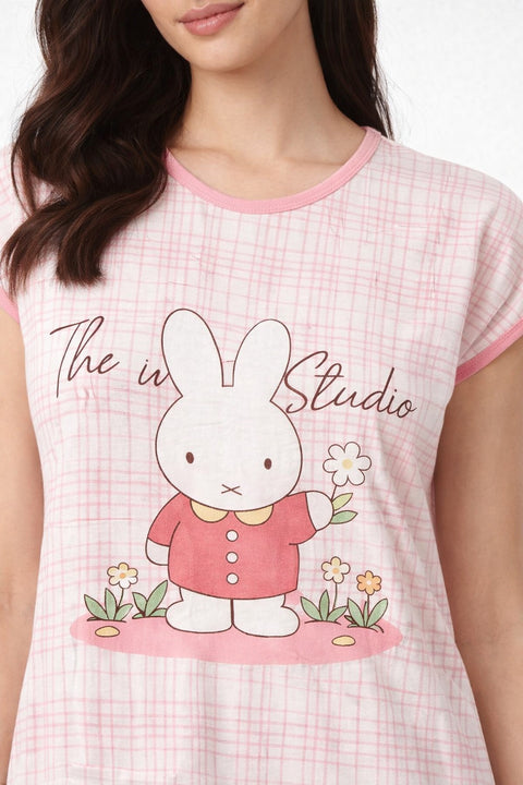 Women's short Nighty, Nightgown, Printed Pattern, Short Sleeve Sleep Dress