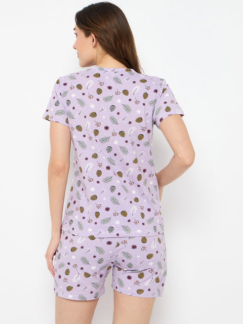 Women's Floral Print Loungewear Set, Purple