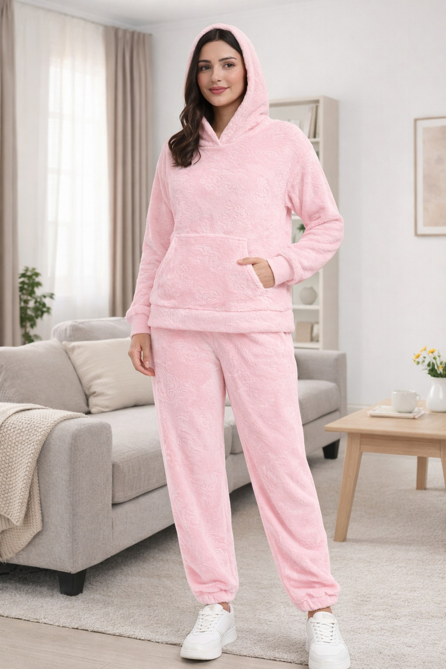 Camey Comfortable Women Winter Night Suit Set with Pocket