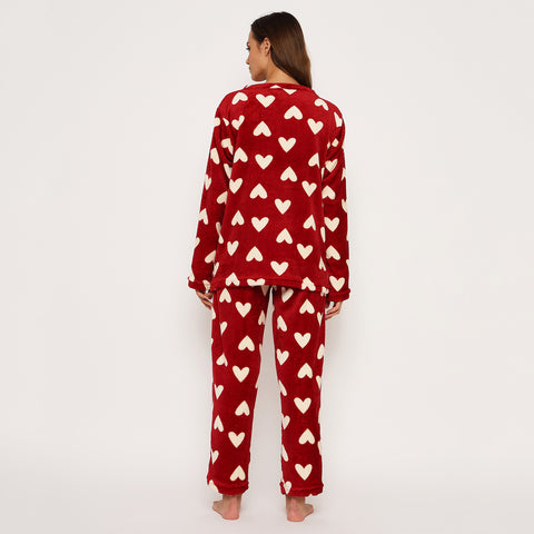 Women's Printed Full Sleeve Round Neck Top and Pajama Pants with Pockets