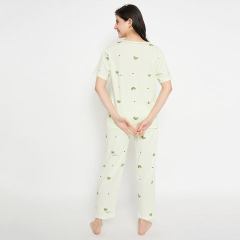 Women's Sleepwear Set, Cotton Pyjama with Short Sleeve T-Shirt,Loungewear