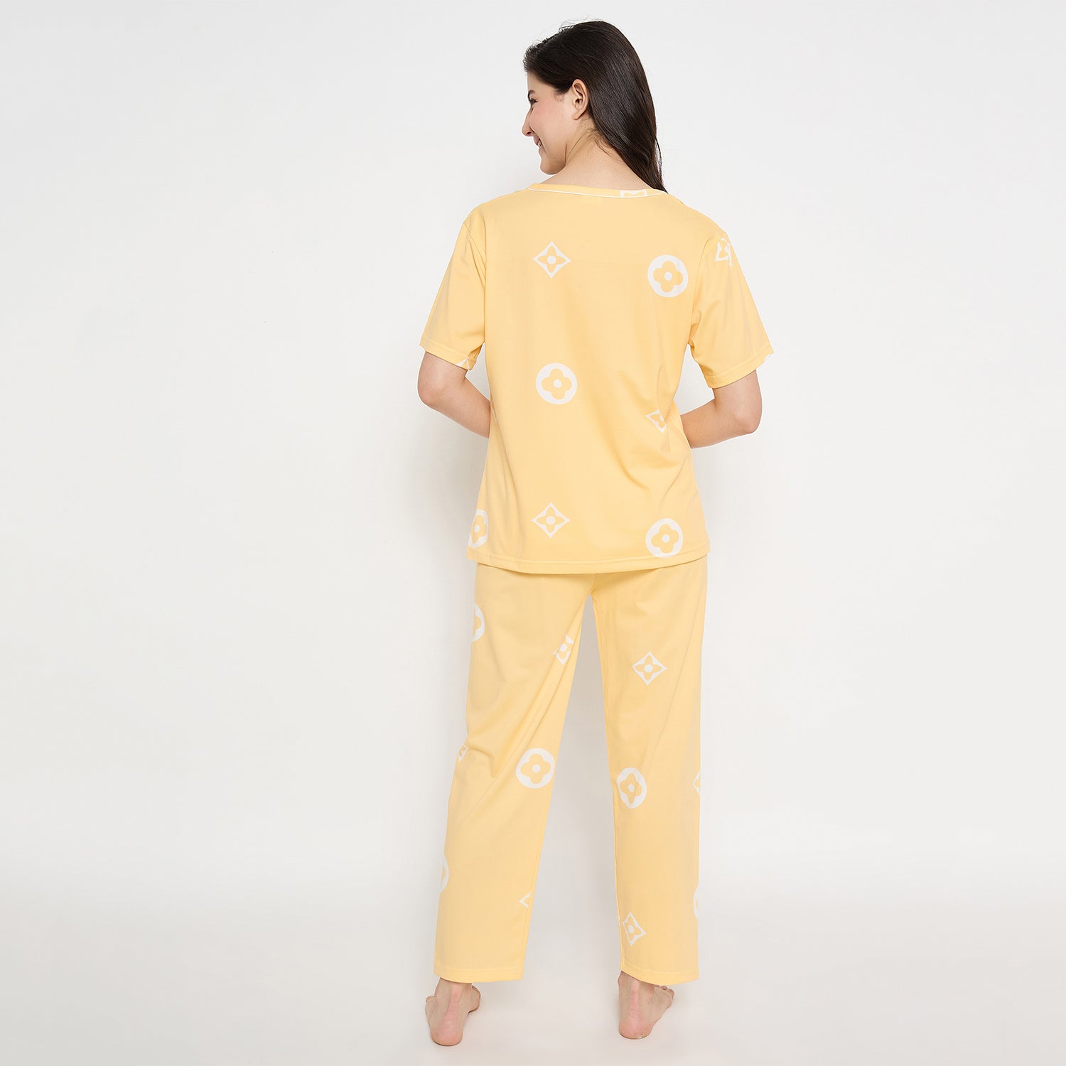 Camey Women Night Suit – Soft Cotton Printed Night Suit for Women | Stylish Sleepwear & Pyjama Set, Yellow
