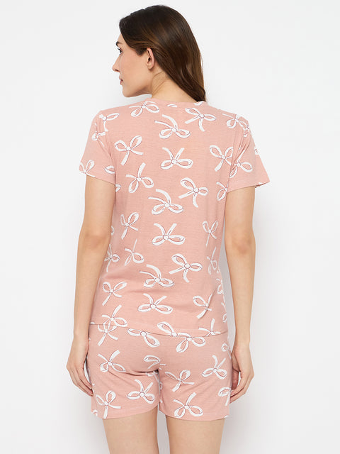 Trendy Camey Short Set for Ladies – Ideal for Daily Comfort | Women's Floral Print Loungewear Set, Beige