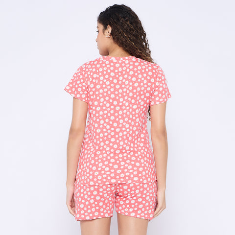 Women's Floral Print Loungewear Set, Red